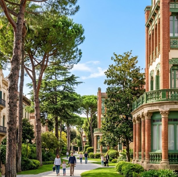 Vistas de las zonas arboladas, la arquitectura modernista y la imponente naturaleza de los parques de Cardedeu